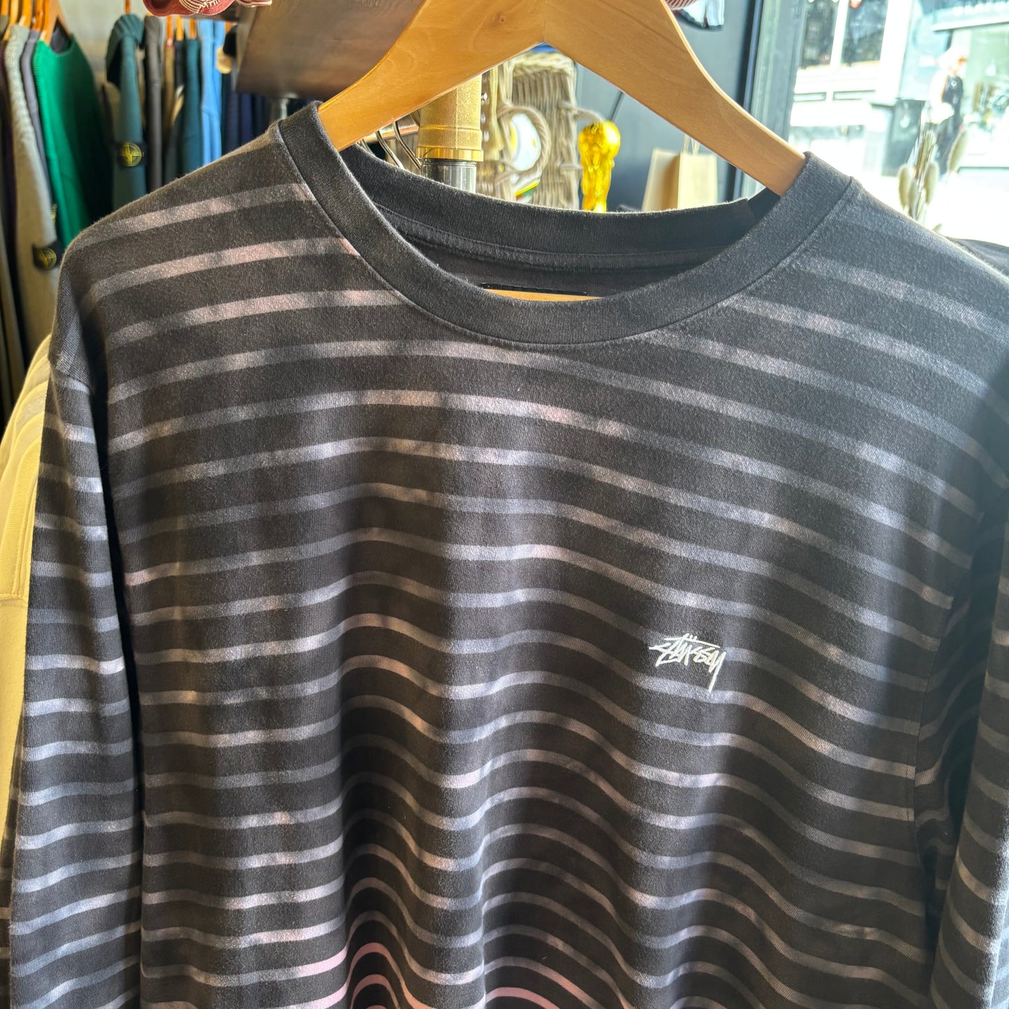 Stussy Bleach Stripe Longsleeve T-Shirt Black (XL)