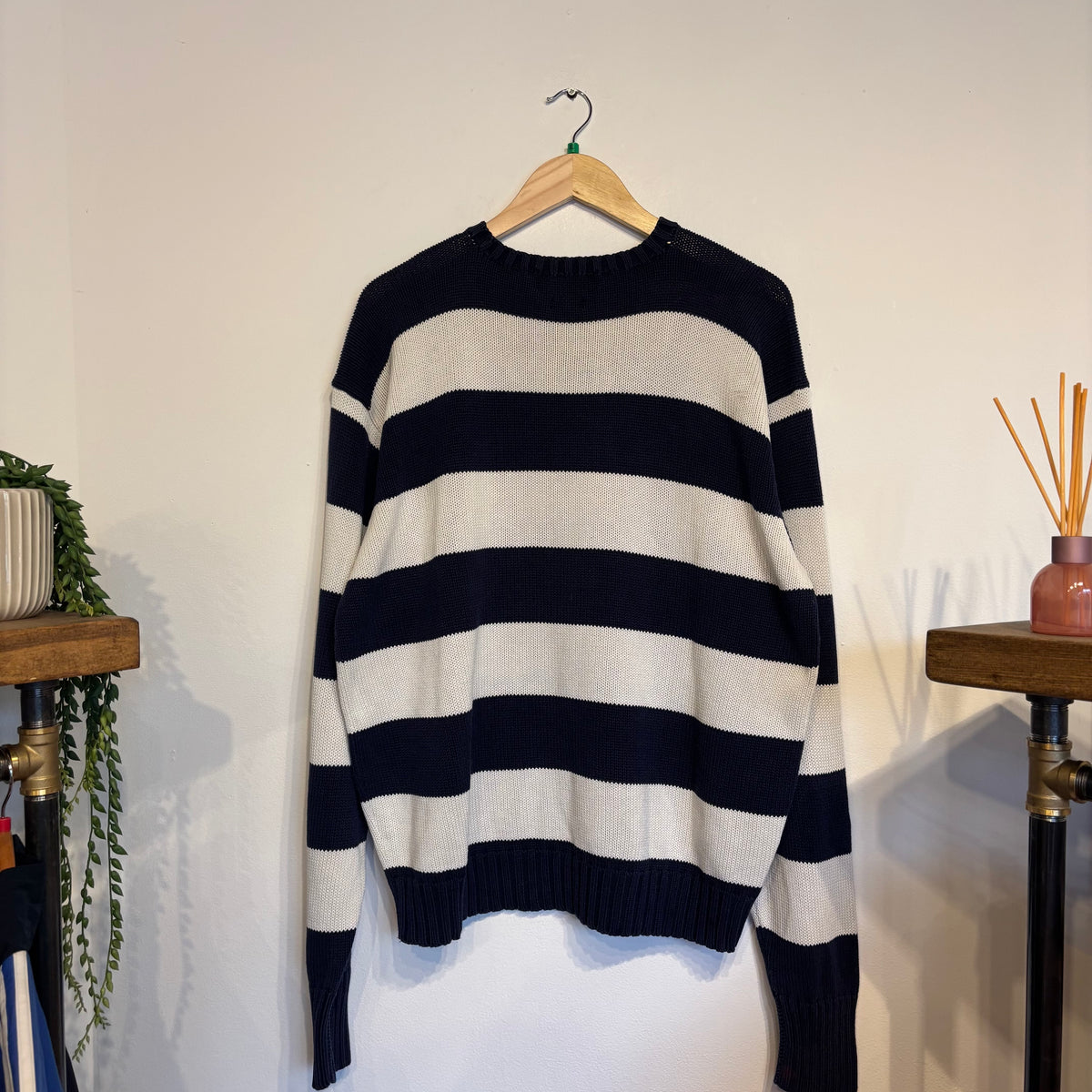 Ralph Lauren Stripe Pullover Knit Jumper Navy/ White (XL)