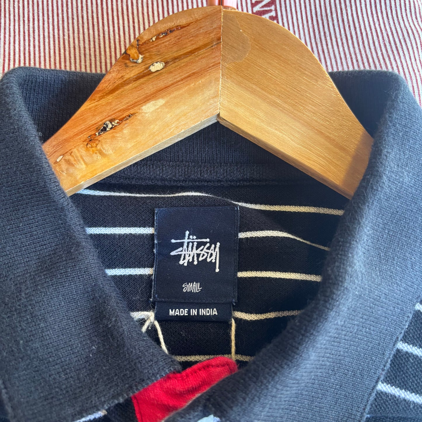 Stussy 2000's Striped Polo Shirt Navy/ White (Small)