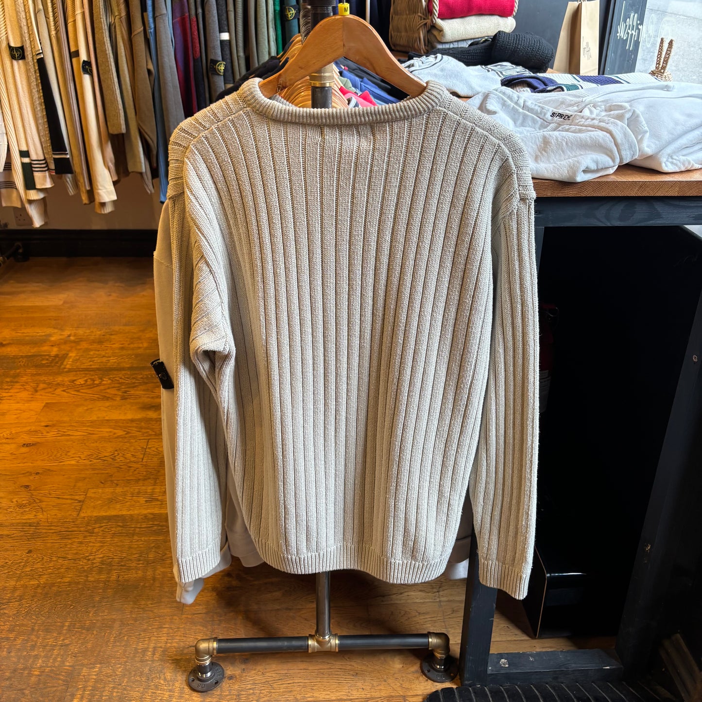Timberland Weathergear Ribbed Pullover Knit Jumper Cream (Medium)