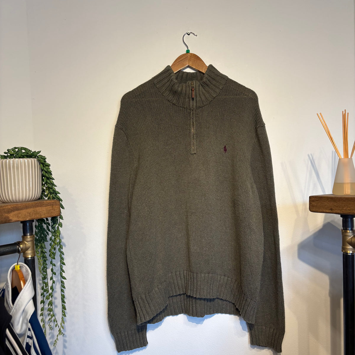 Ralph Lauren Quarter Zip Pullover Knit Jumper Green (XL)