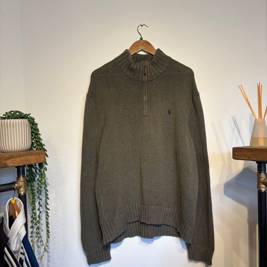 Ralph Lauren Quarter Zip Pullover Knit Jumper Green (XL)