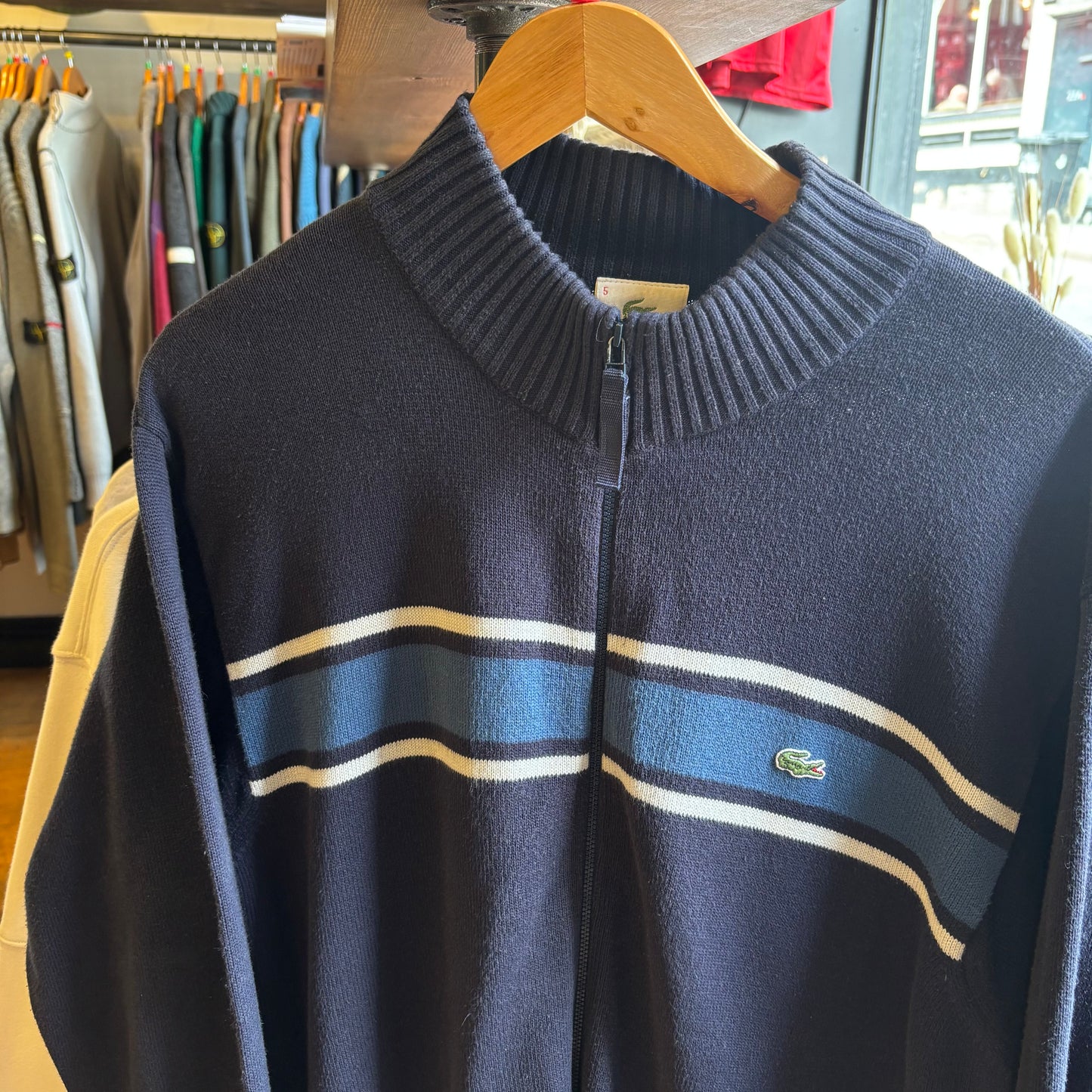 Lacoste Full Zip Knit Jumper Navy (Large)