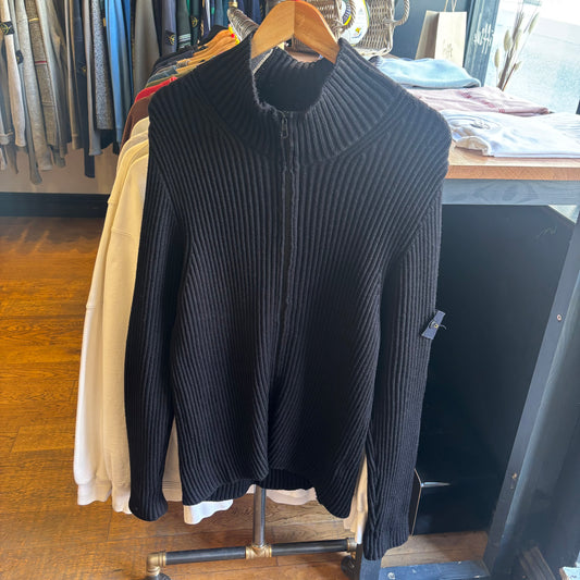 Stone Island A/W 2005 Ribbed Full Zip Jumper Black (Large)