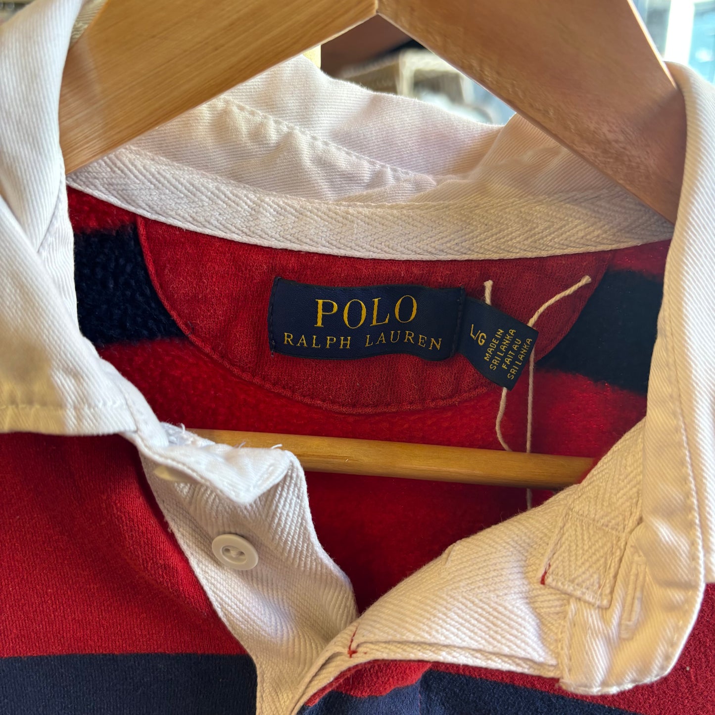 Ralph Lauren Striped Rugby Polo Longsleeve Red (Large)
