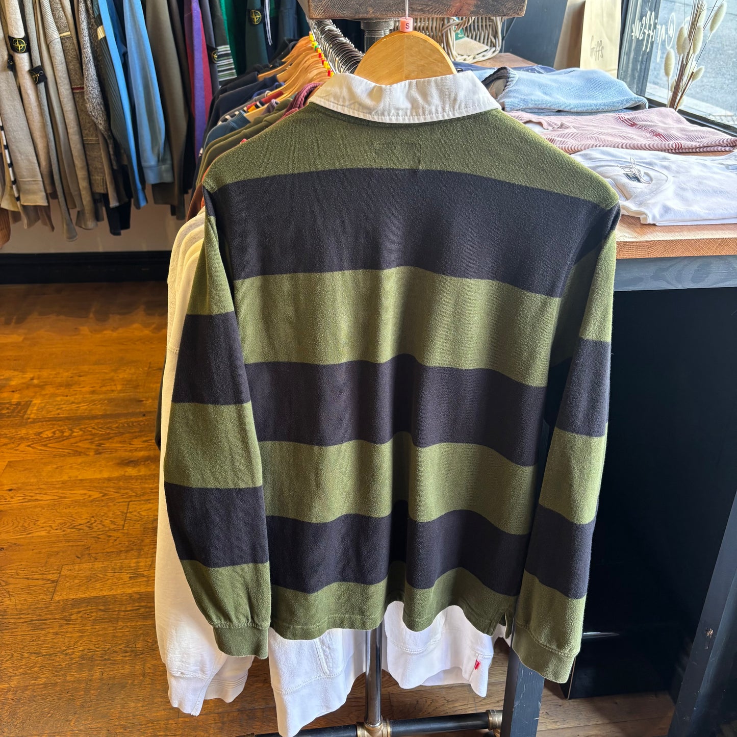 Stussy Classic Stripe Longsleeve Rugby Polo Shirt (Small)