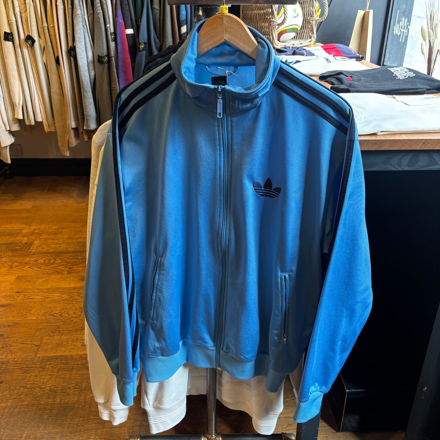 Adidas Zip Up Track Jacket Light Blue (Medium)