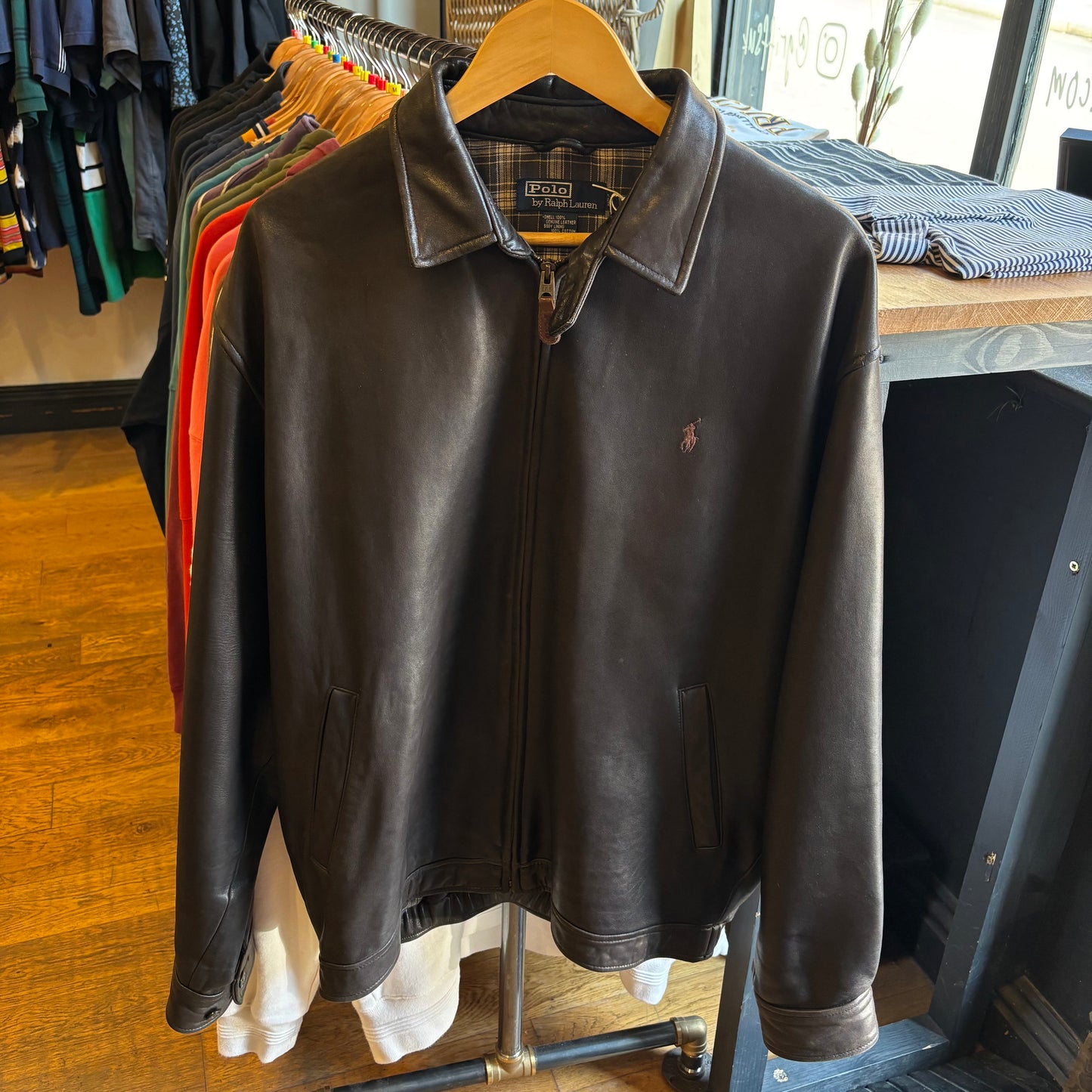 Ralph Lauren Leather Harrington Style Jacket Brown (Large)