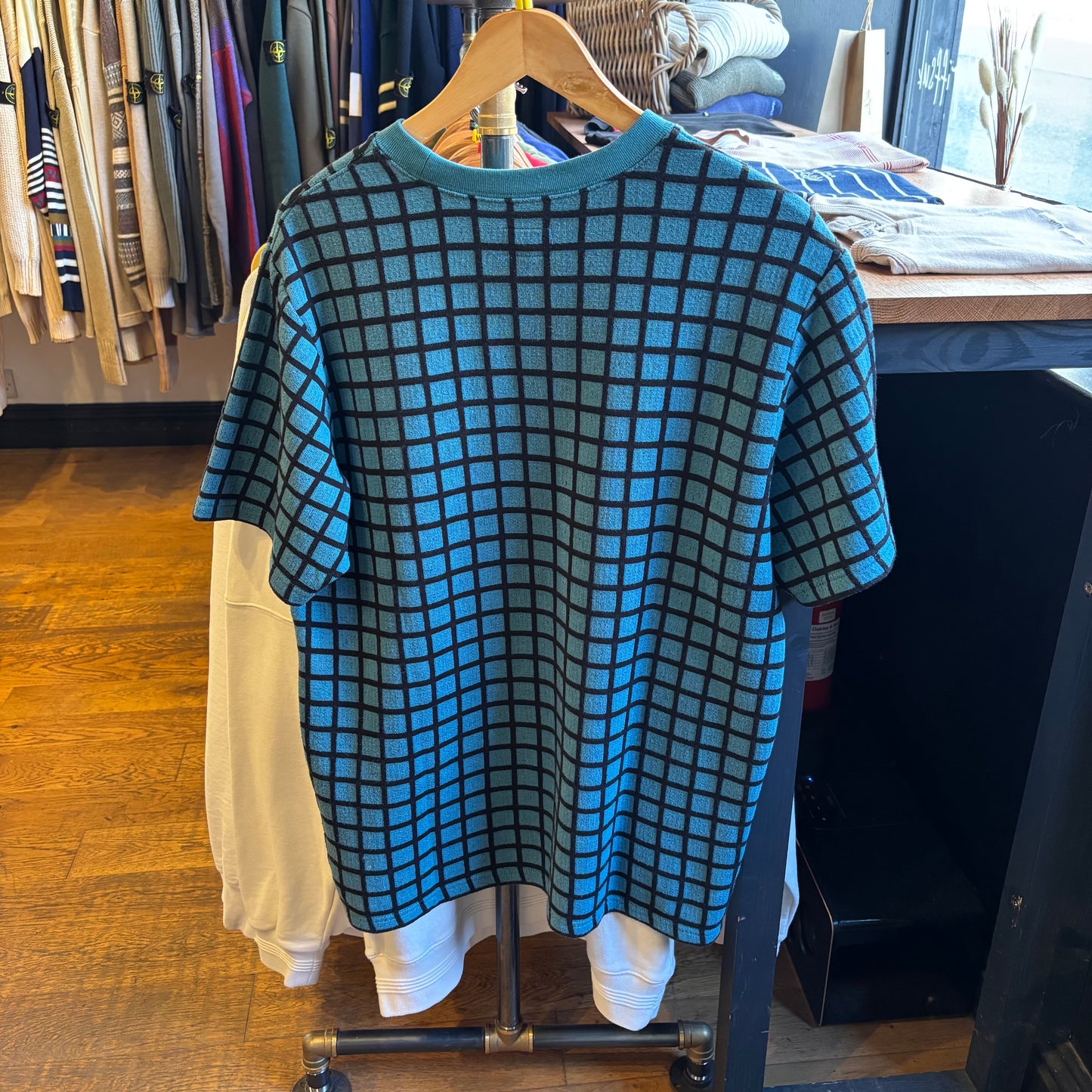 Supreme SS19 Grid Jacquard T-Shirt Blue (Medium)