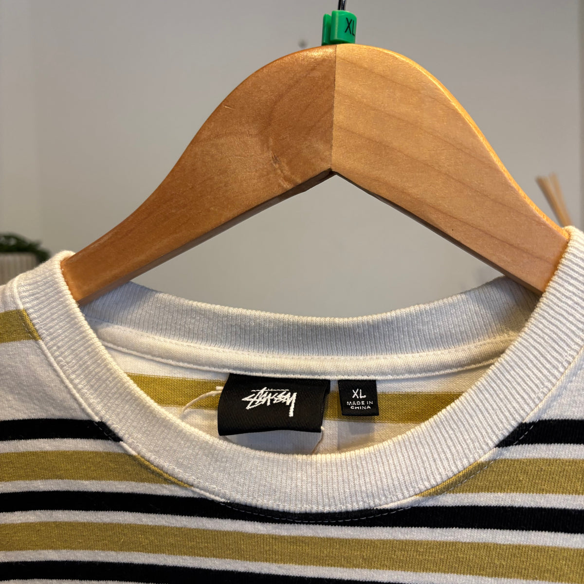 Stussy Alton Stripe Crew T-Shirt Bone White (XL)