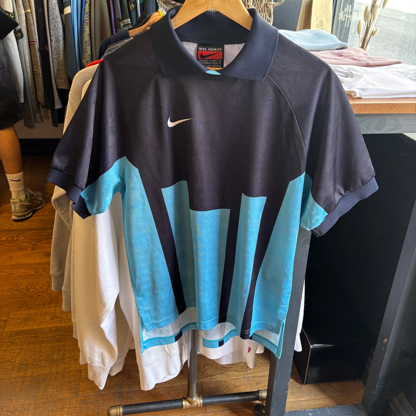 Nike Premier 90s Sports Polo Top Blue (Small)