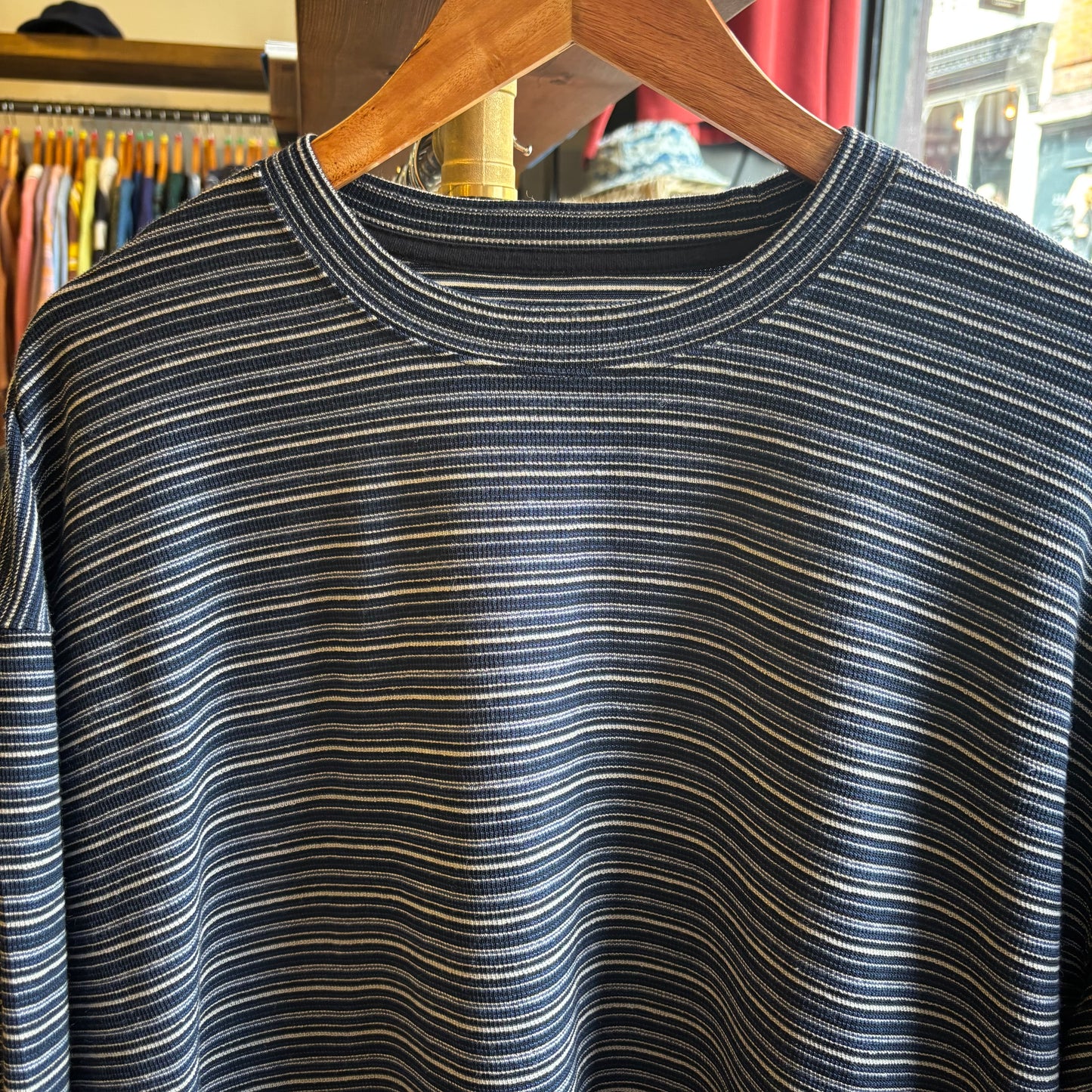 Universal Works Oversized Stripe Sweatshirt Blue (Large)
