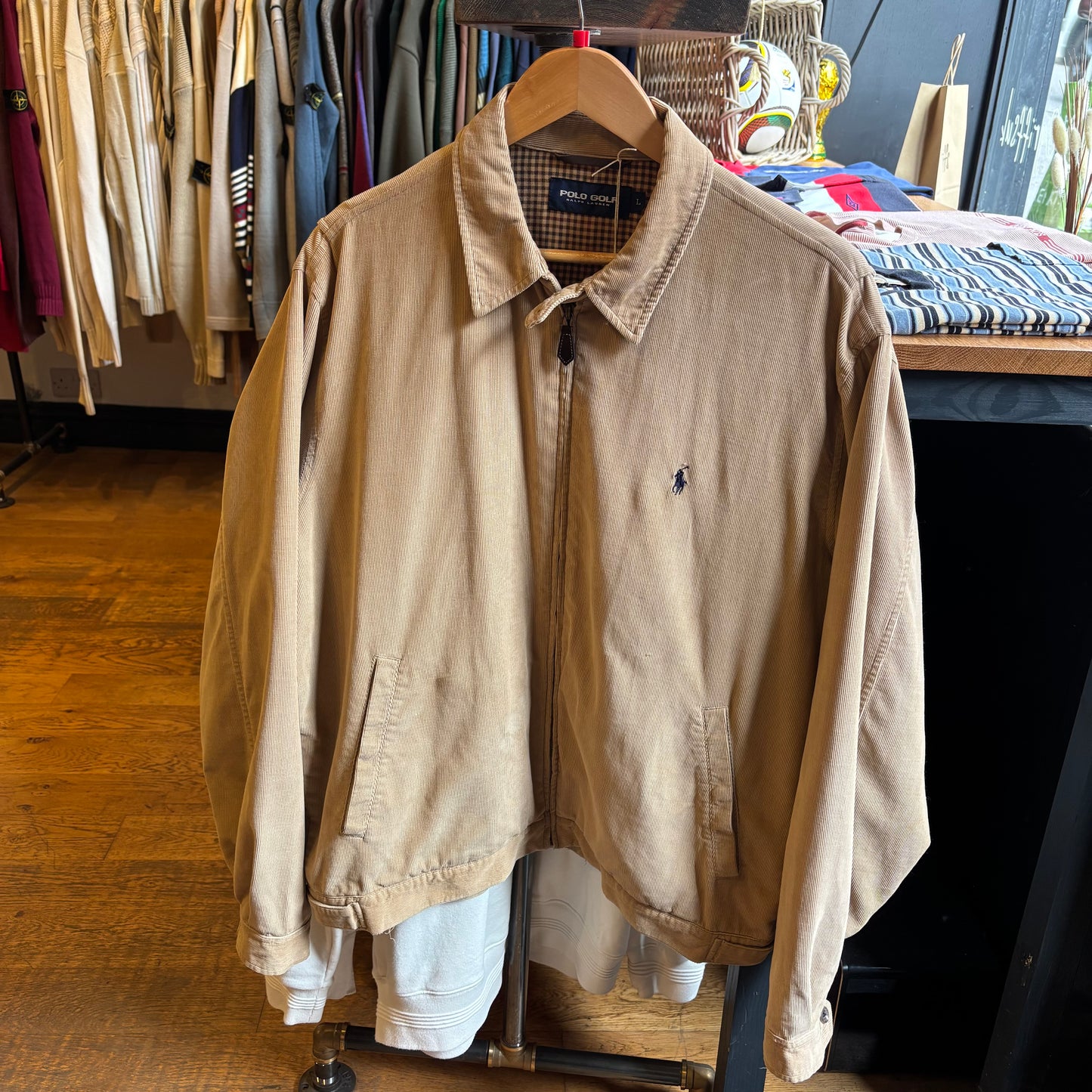 Ralph Lauren Polo Golf Cord Harrington Jacket Beige (Large)