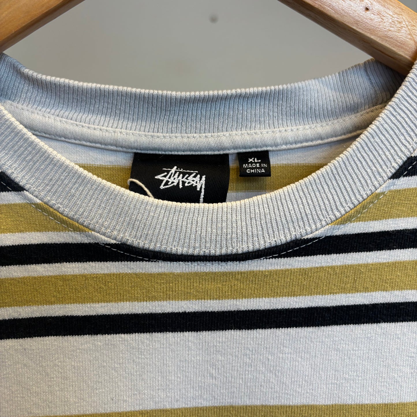 Stussy Alton Stripe Crew T-Shirt Bone (XL)