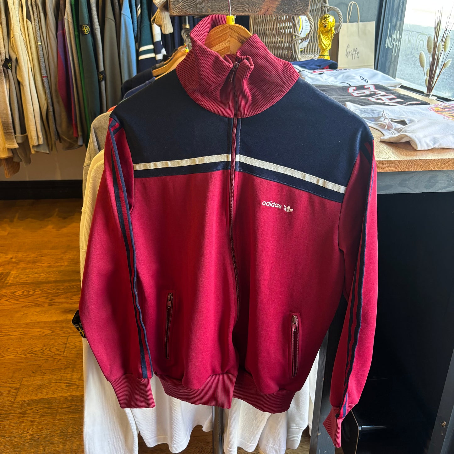 Adidas Zip Up Track Jacket Burgundy (Medium)