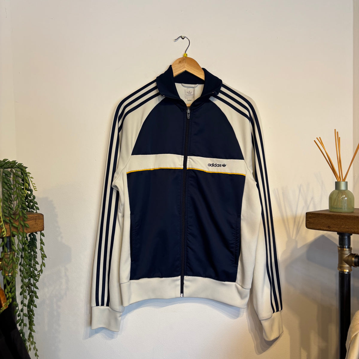 Adidas 2000s Zip Track Jacket White/ Navy (Medium)