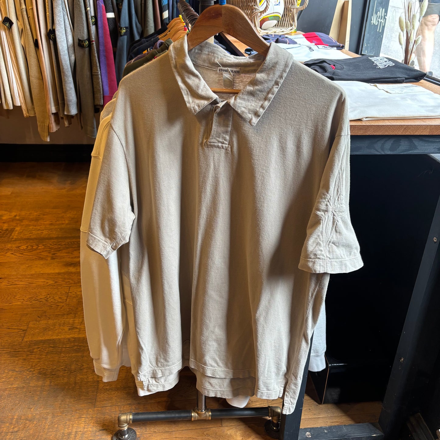 Stone Island S/S Compass Shoulder Logo Polo Shirt Beige (XXL)
