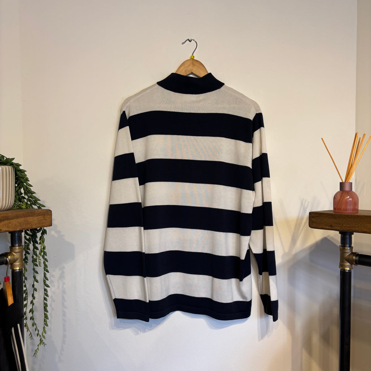 Lacoste Quarter Zip Knit Jumper White/ Navy (Large)