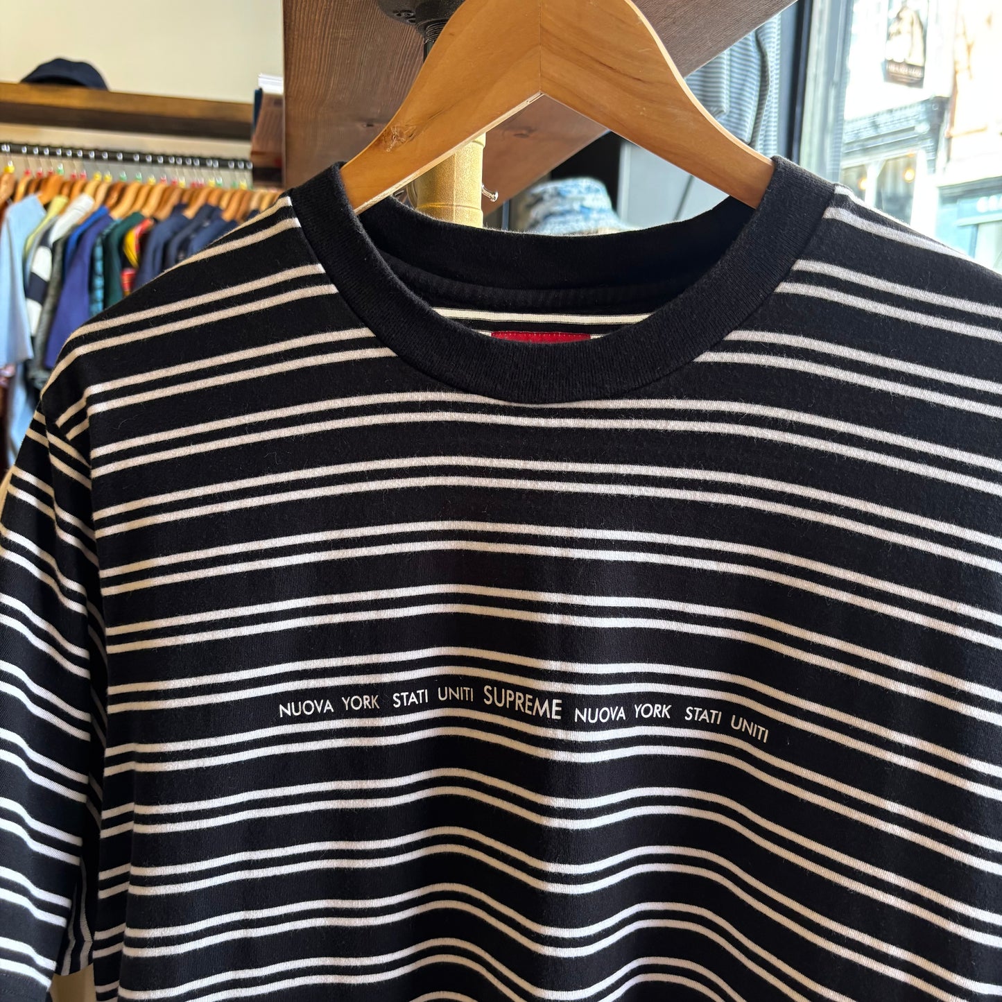 Supreme FW20 Stati Uniti Stripe T-Shirt Black/ White (Large)