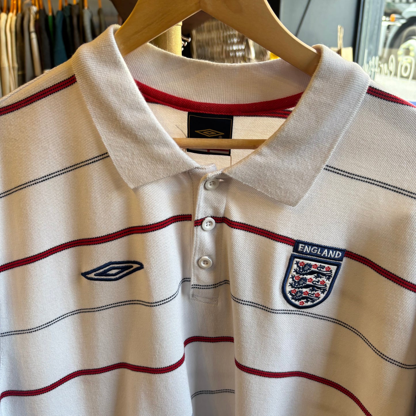 England Umbro 2002/03 Stripe Polo White (XXL)