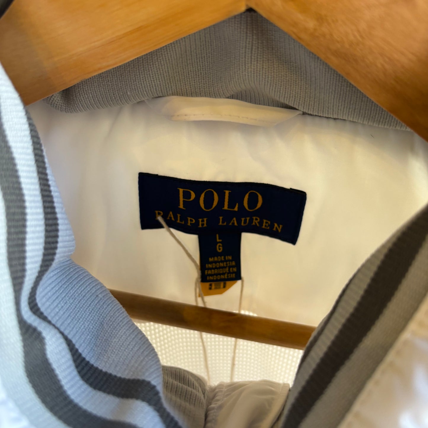 Ralph Lauren Zip Up Windbreaker Hooded Jacket White (Large)