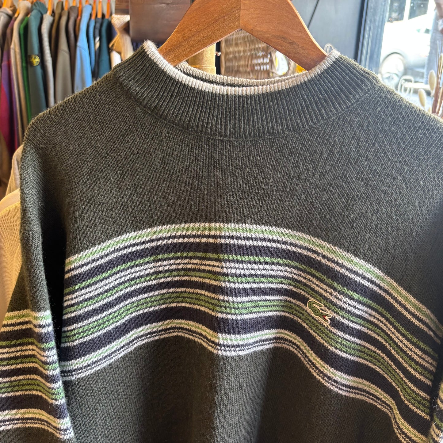 Lacoste Sport Chunky Pullover Knit Jumper Green (XL)