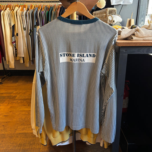 Stone Island Marina Longsleeve T-Shirt Navy/ White (Medium)