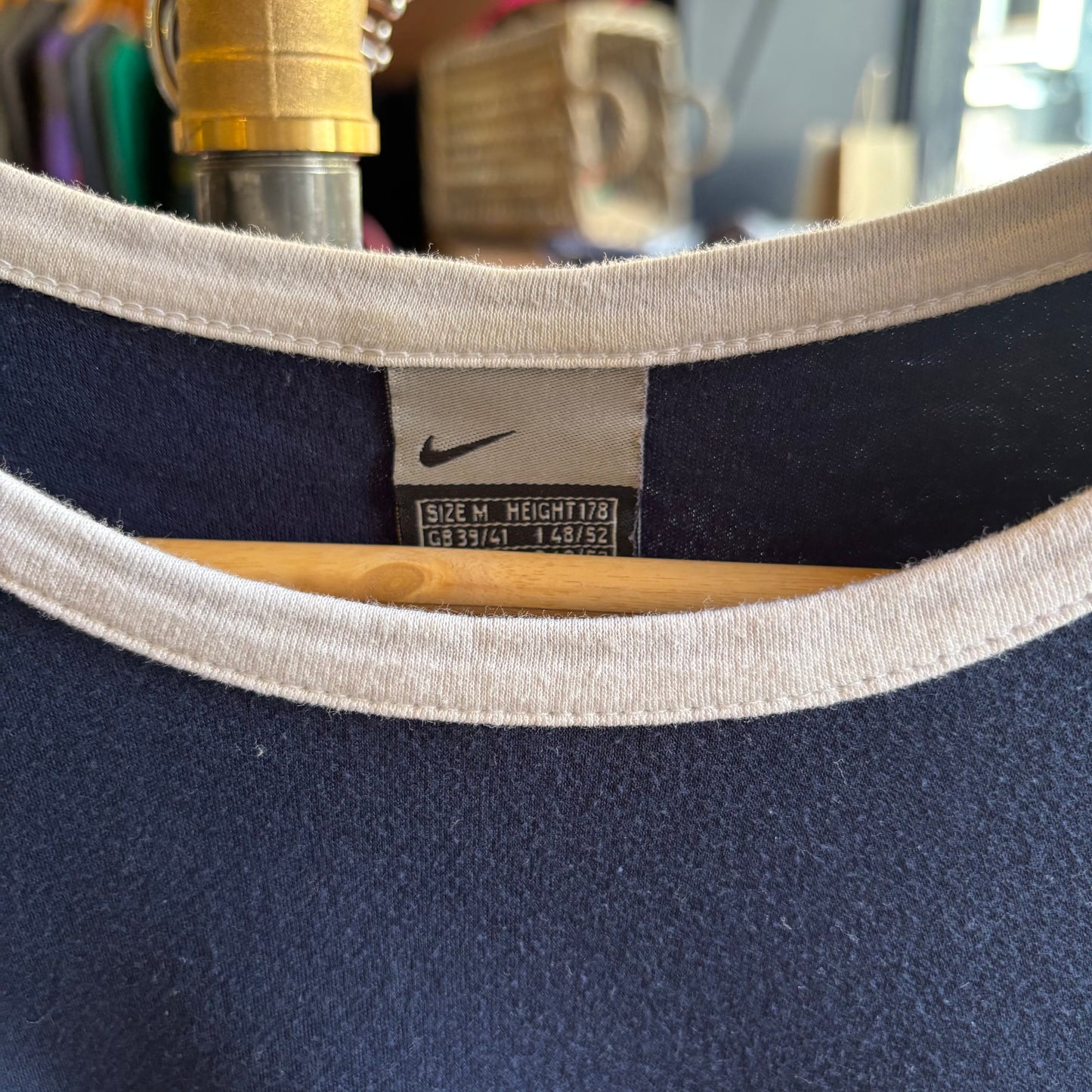 Nike 2000's Spellout Ringer T-Shirt Navy (Medium)
