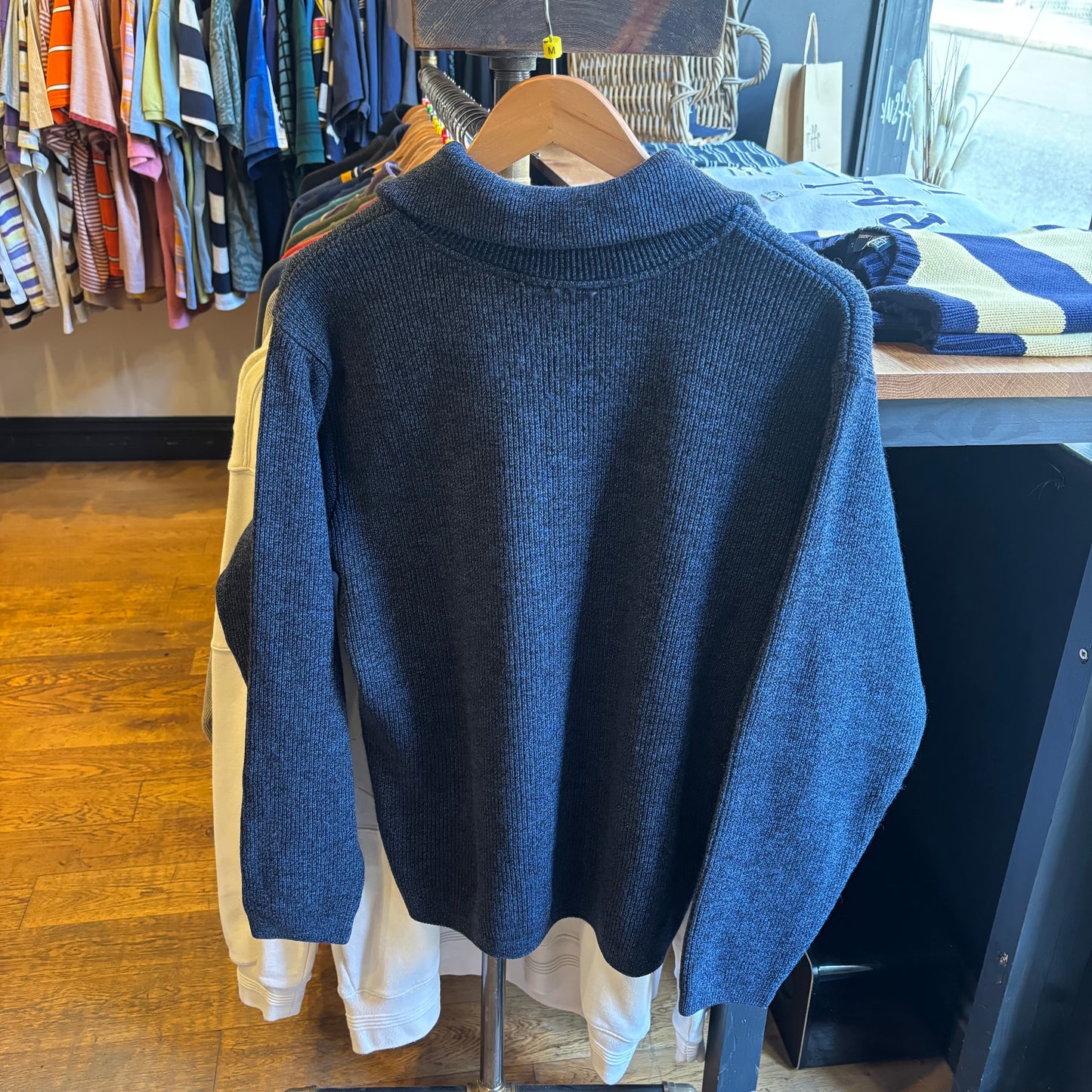 Lacoste Quarter Zip Chunky Knit Jumper Navy (Medium)