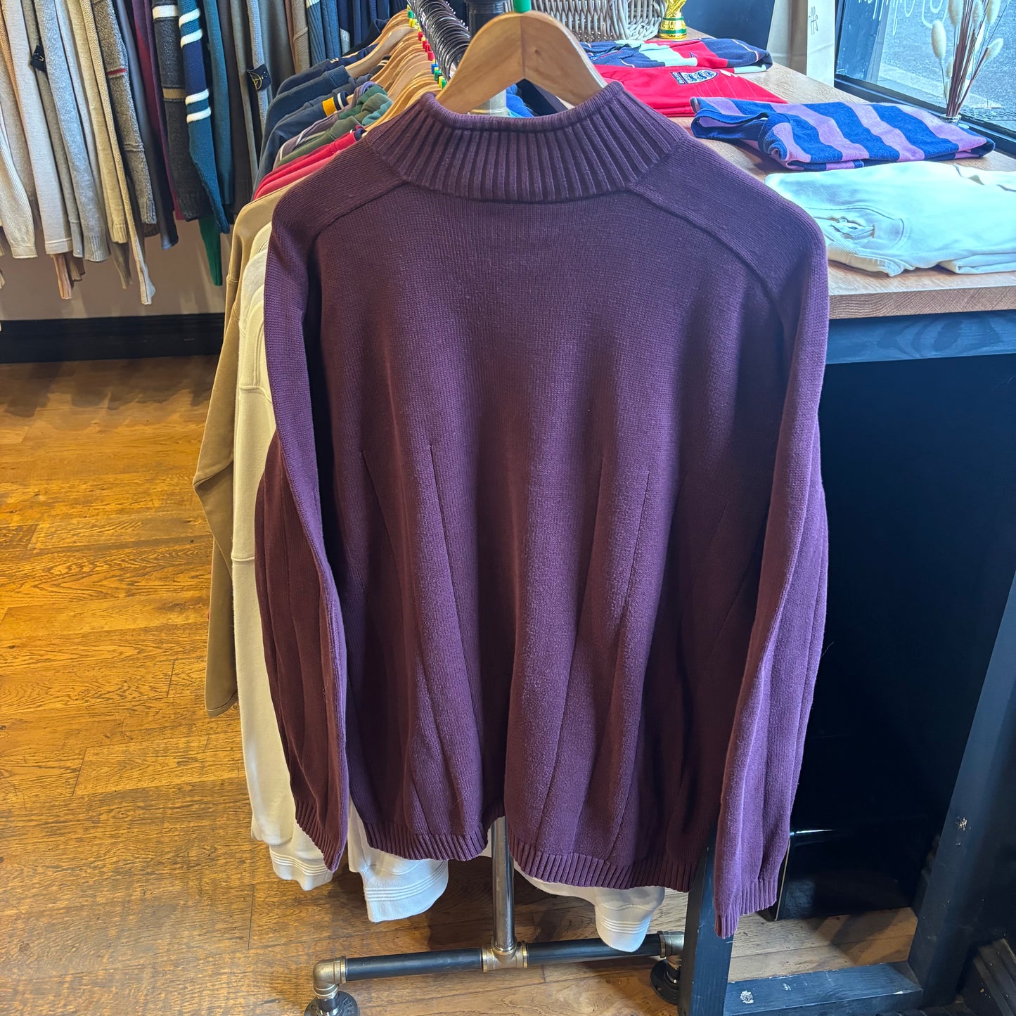 Lacoste Full Zip Knit Jumper Burgundy (XL)