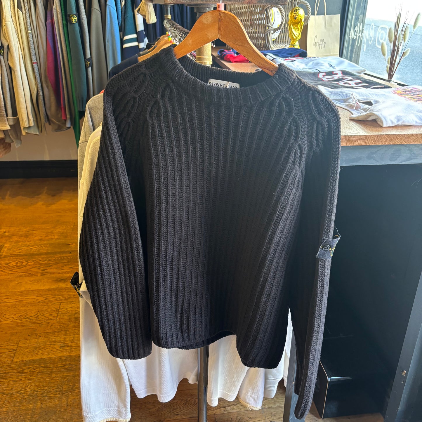 Stone Island A/W 2001 Chunky Ribbed Knit Navy (Small)