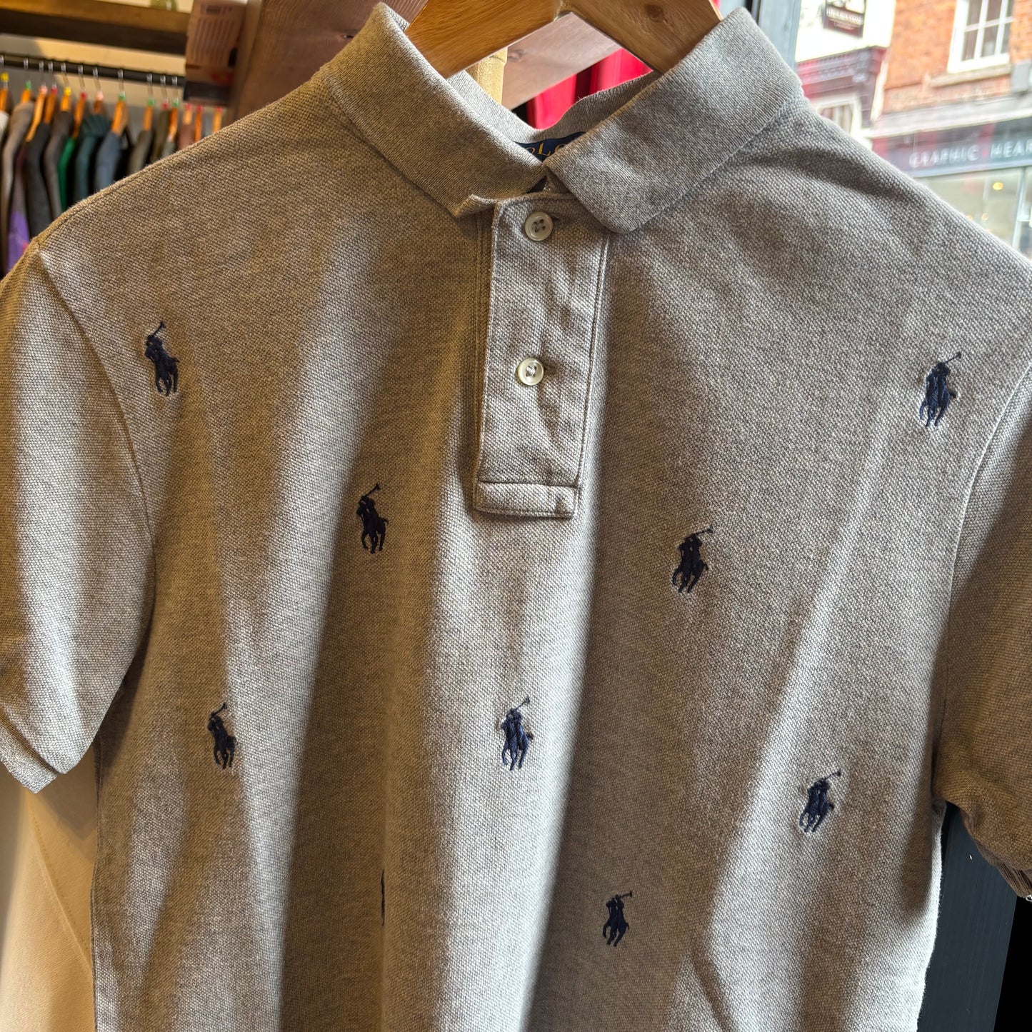 Ralph Lauren All Over Pony Polo Shirt Grey (Small)
