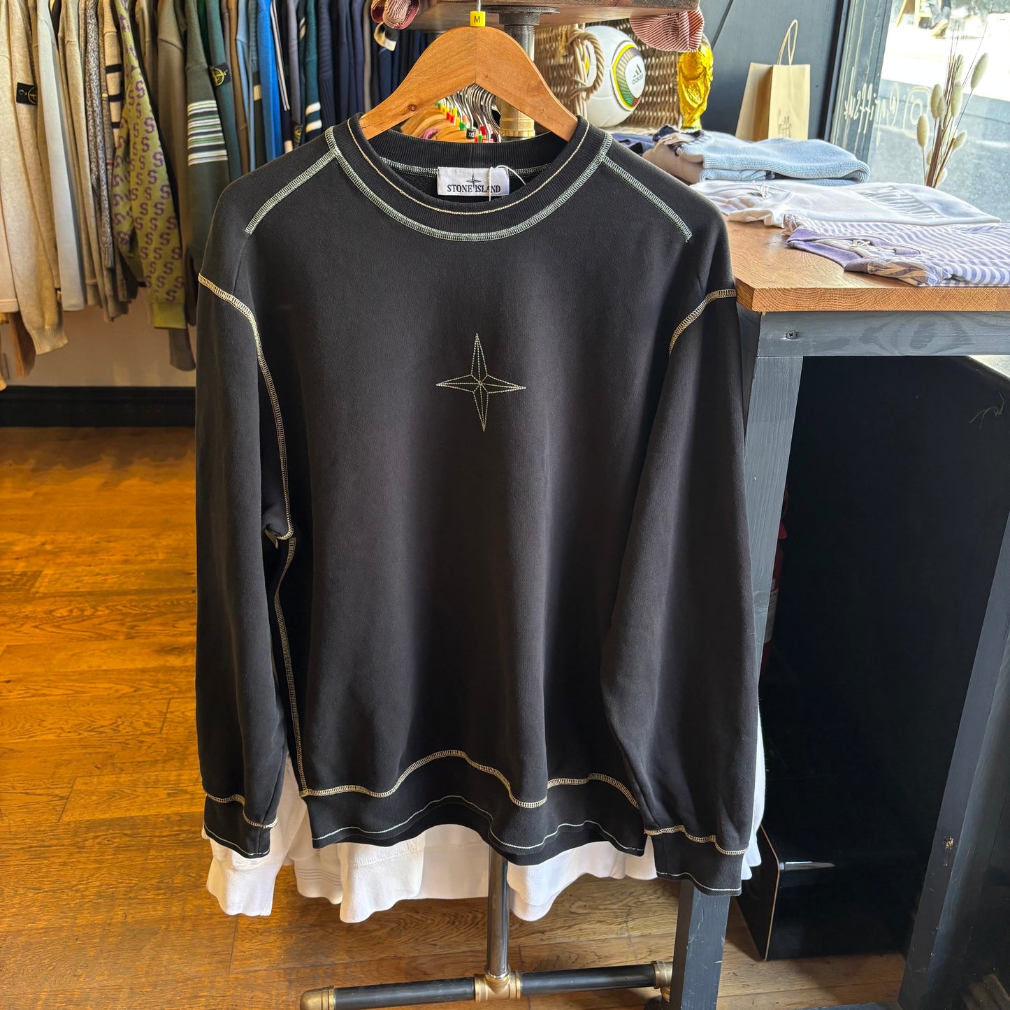 Stone Island A/W 2023 Contrast Stitch Sweatshirt Black (Medium)
