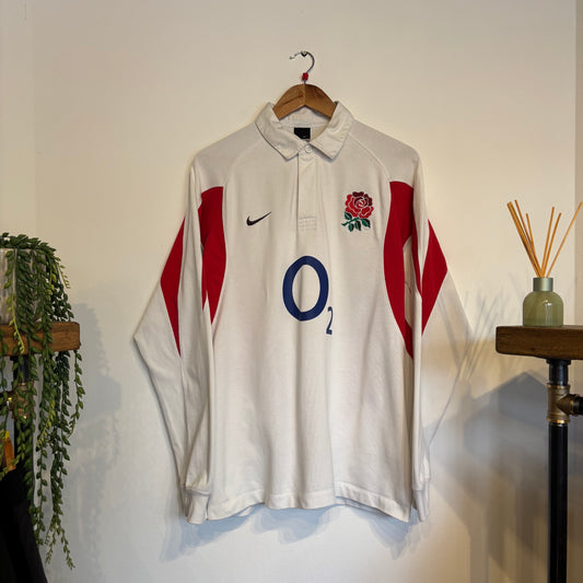 England Rugby Nike 2000's Longsleeve Polo Shirt White (Large)