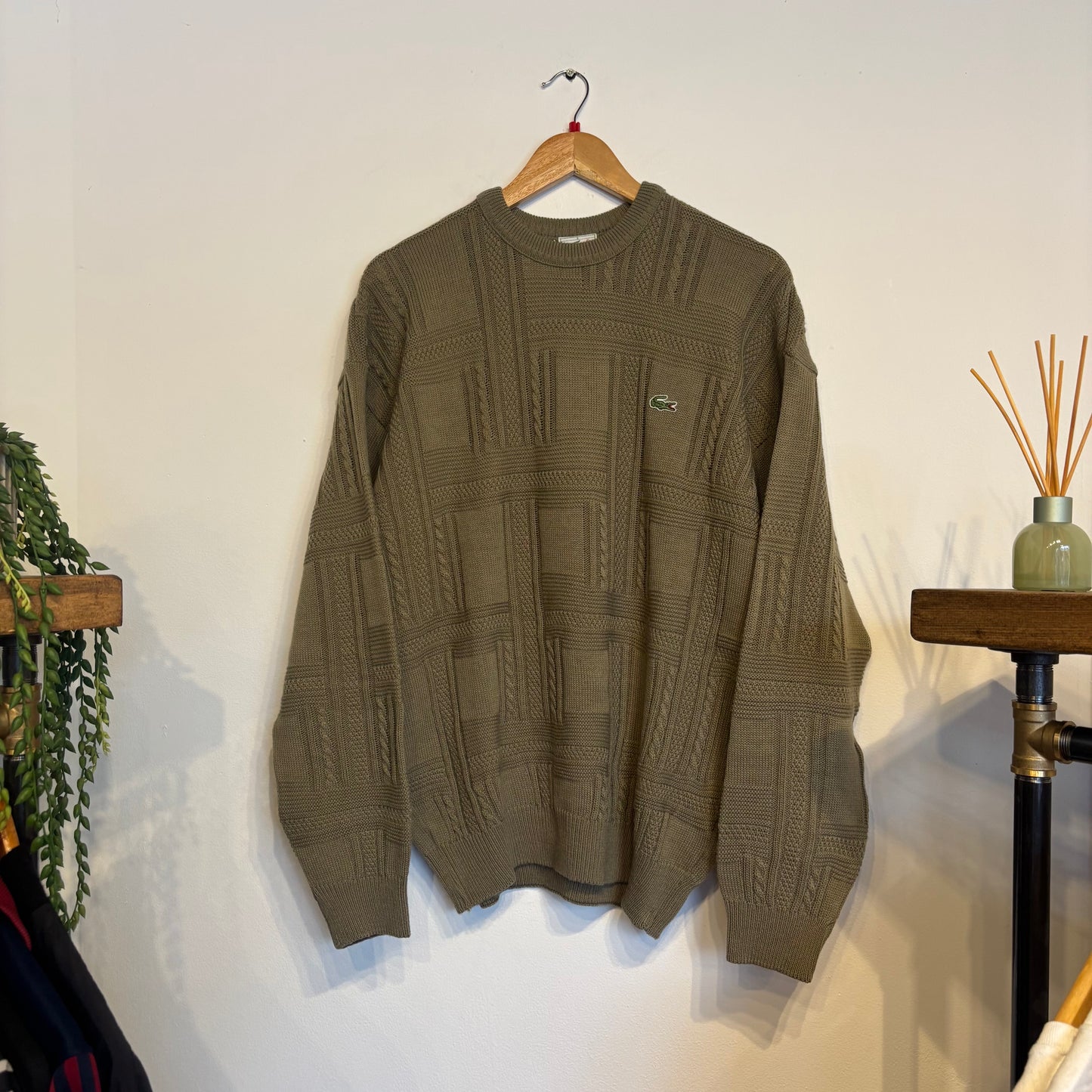 Lacoste Pattern Pullover Knit Jumper Beige (Large)