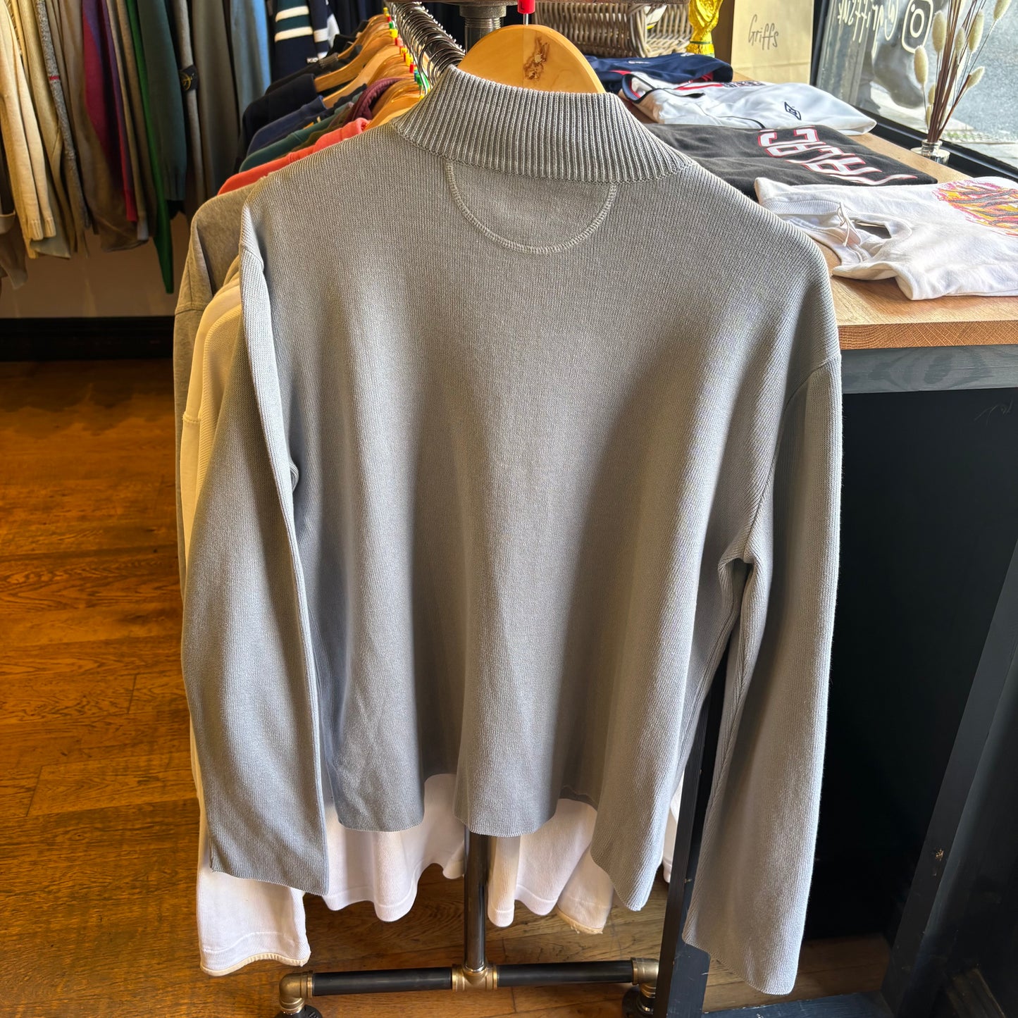 Armani Jeans Full Zip Knit Jumper Light Blue (Large)