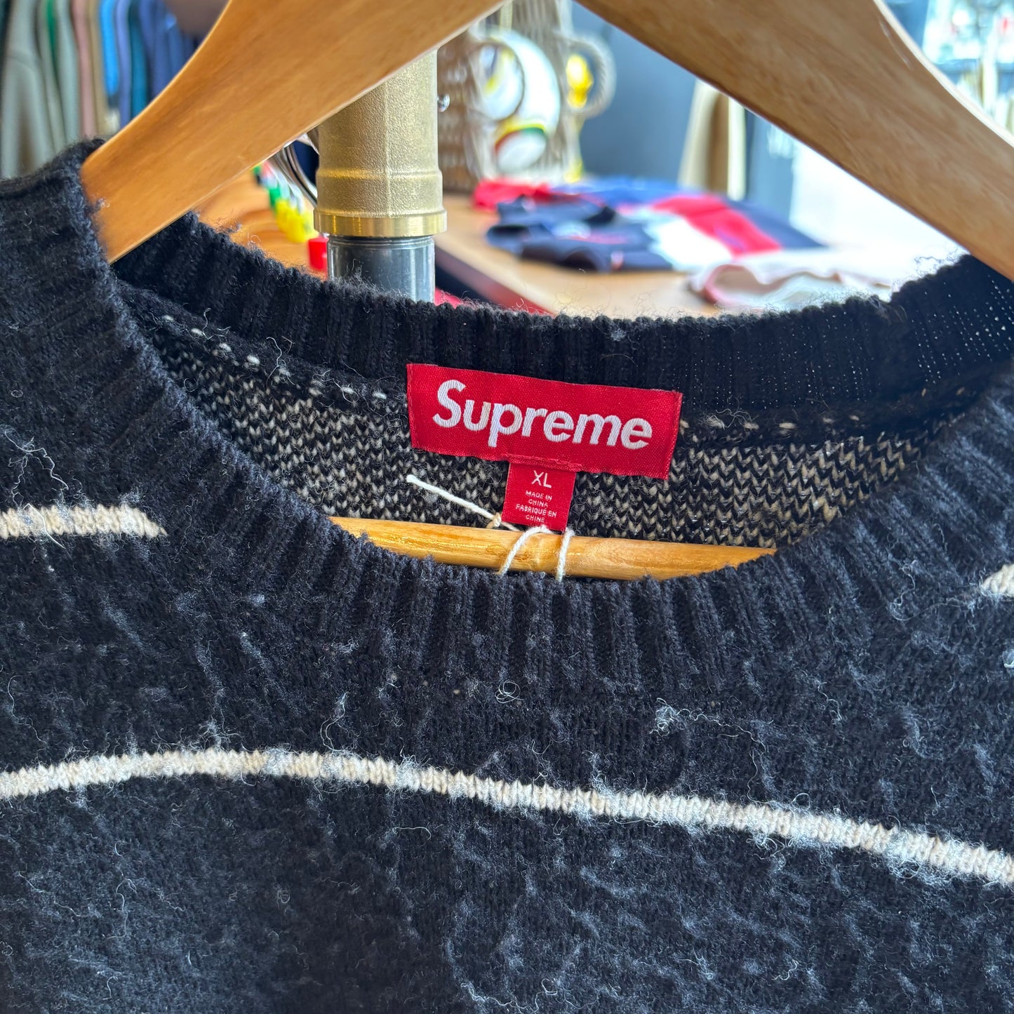 Supreme FW24 Back Stripe Sweater Knit Black (XL)