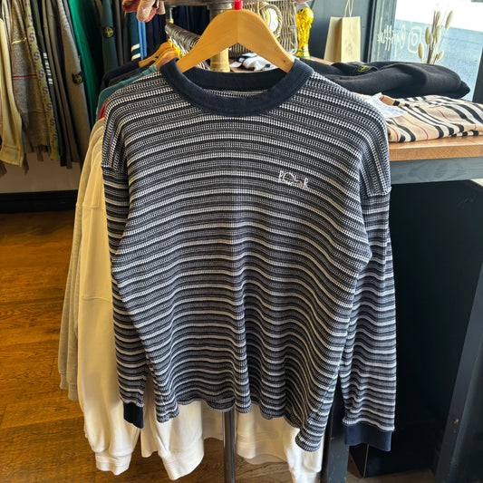 Polar Skate CO Waffle Stripe Longsleeve T-Shirt Navy (Large)