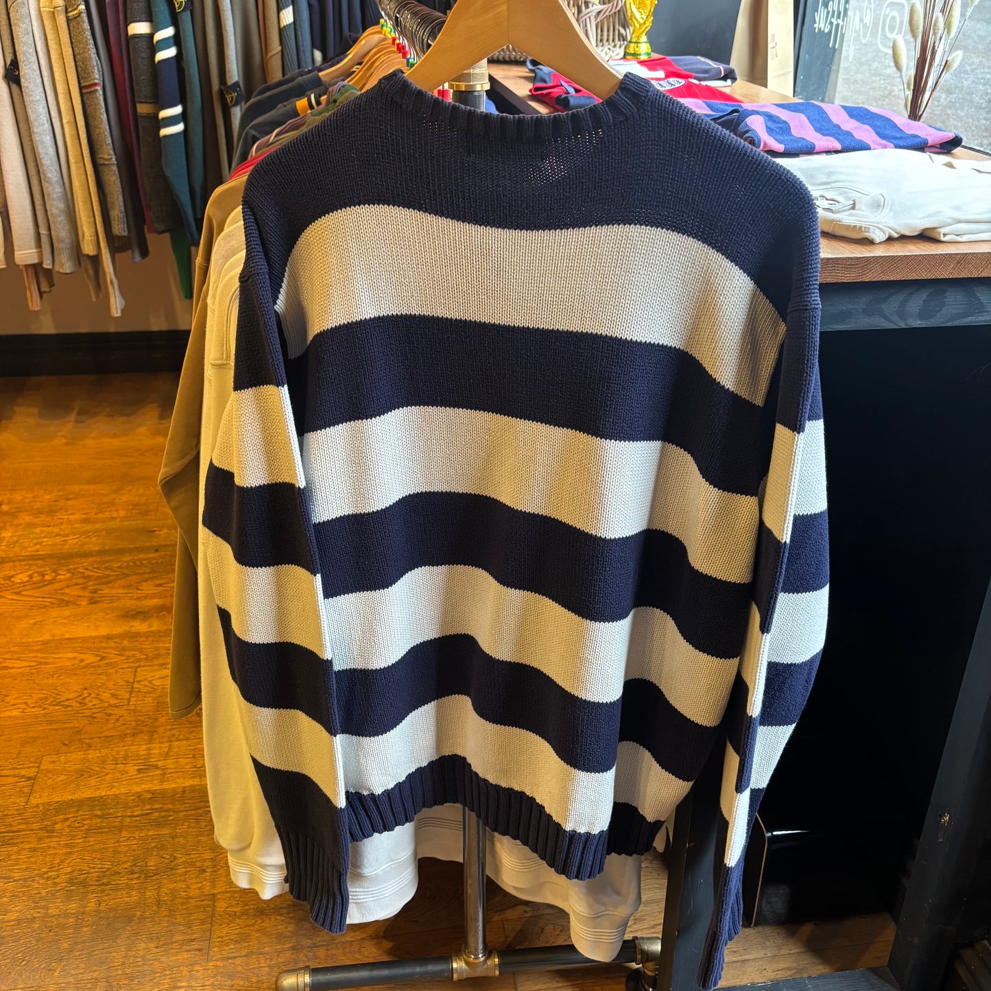 Ralph Lauren Stripe Pullover Knit Jumper Navy/ Cream (XL)