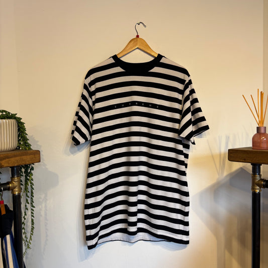 Supreme SS18 Bar Stripe T-Shirt Black/ White (Large)