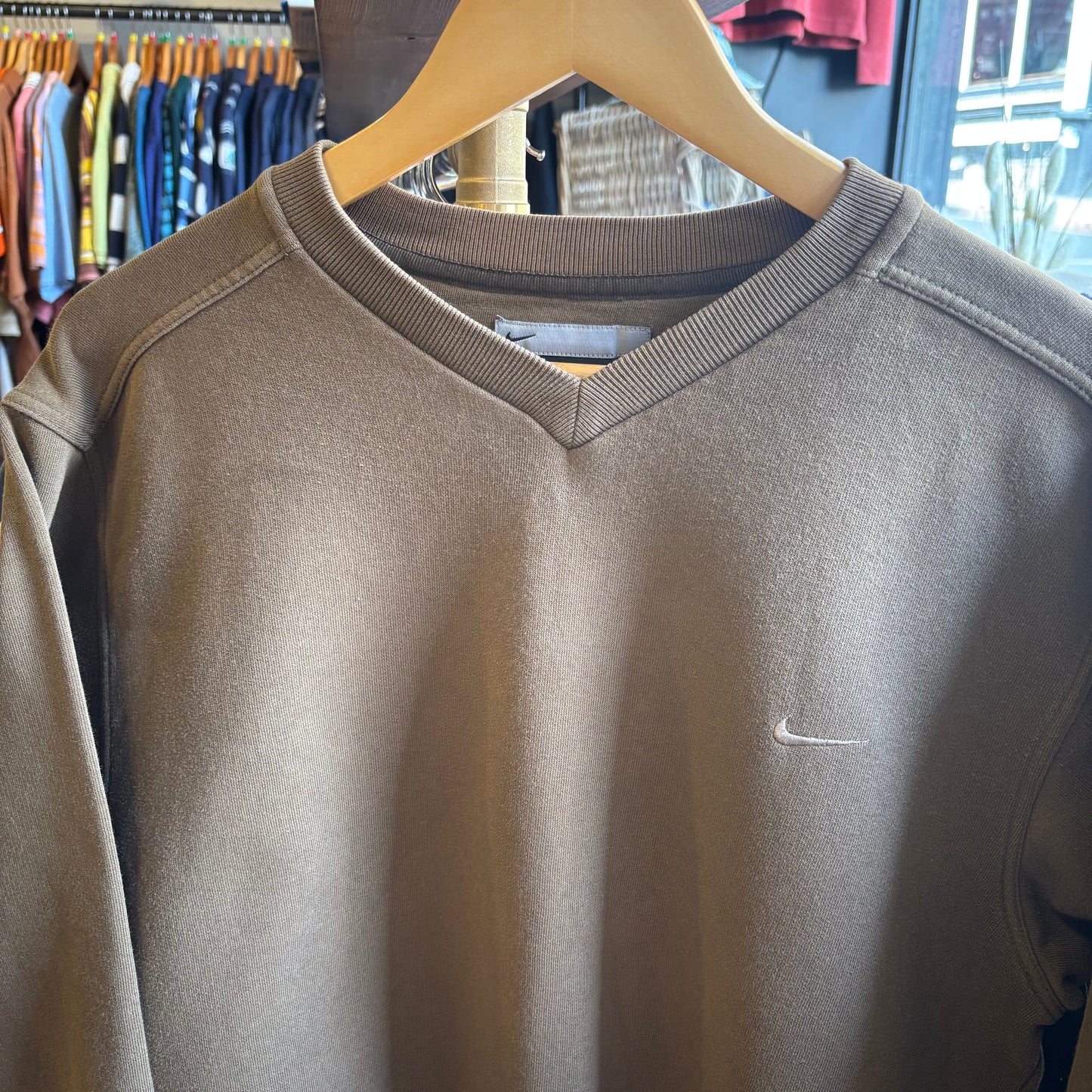 Nike Swoosh 2000s Oversized Sweatshirt Green (Small)