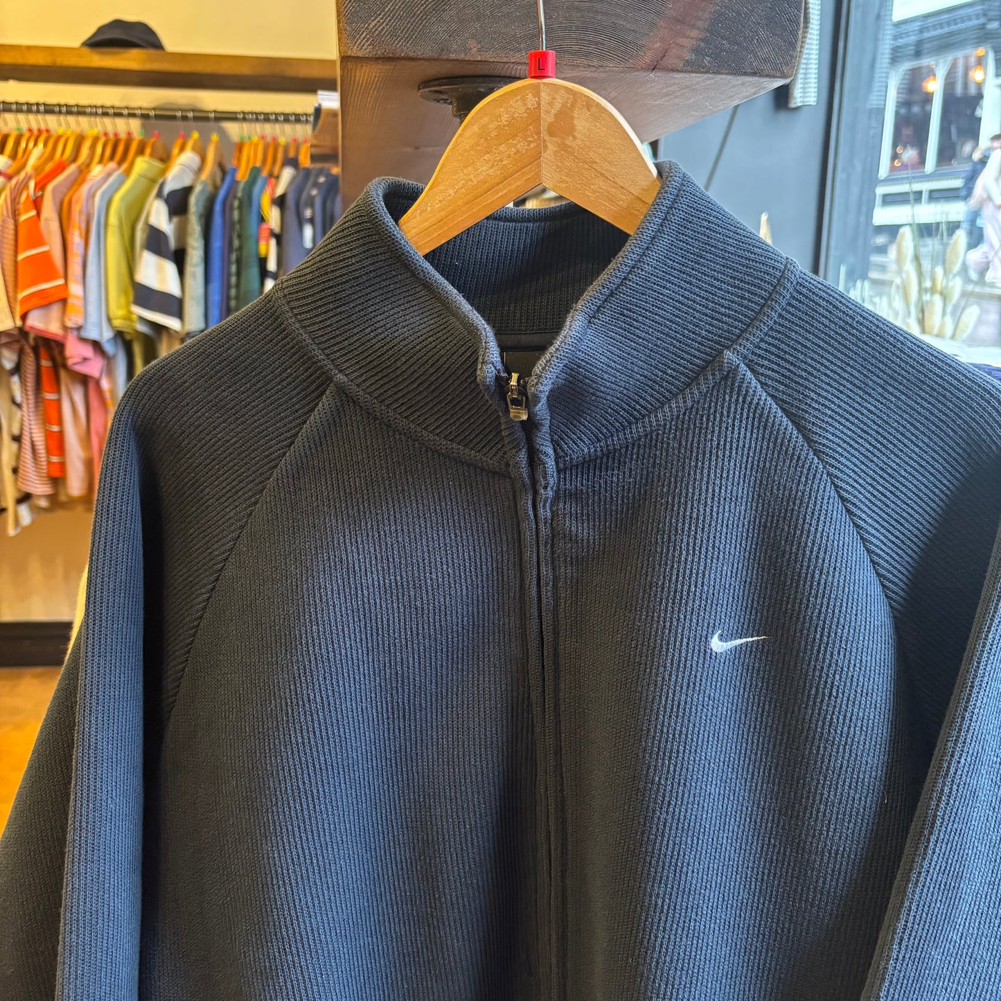 Nike Swoosh Chunky Rib Full Zip Jumper Navy (Large)