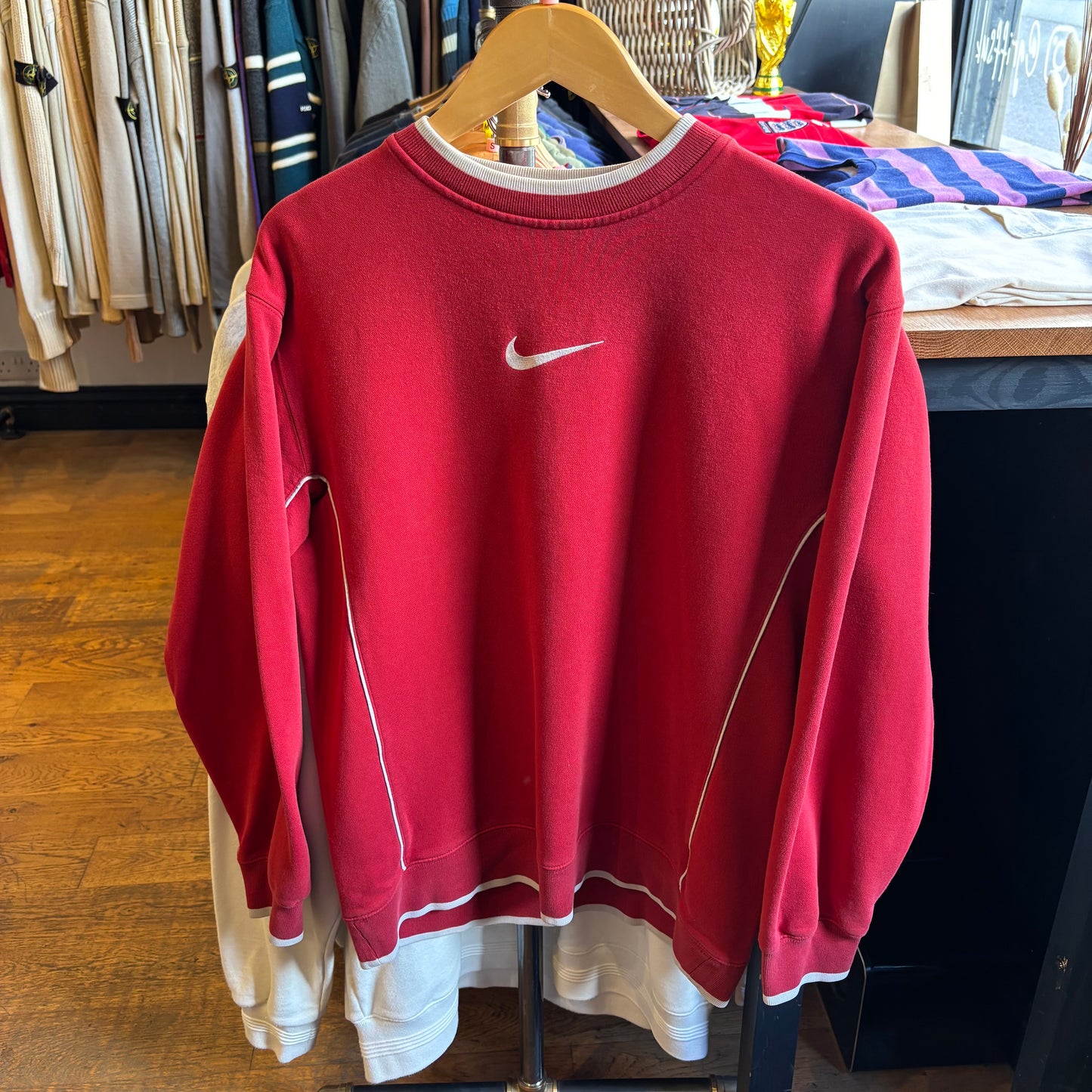 Nike Centre Swoosh Oversized Sweatshirt Red (Small)