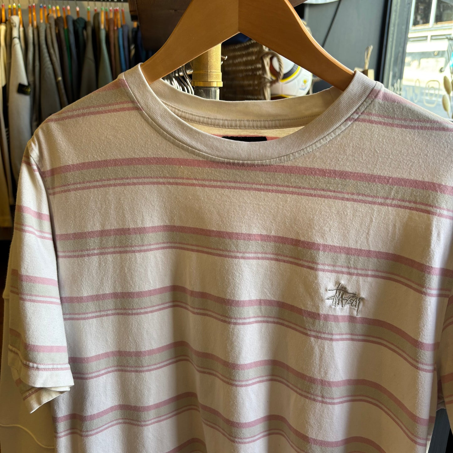 Stussy Harbour Stripe T-Shirt White (Medium)