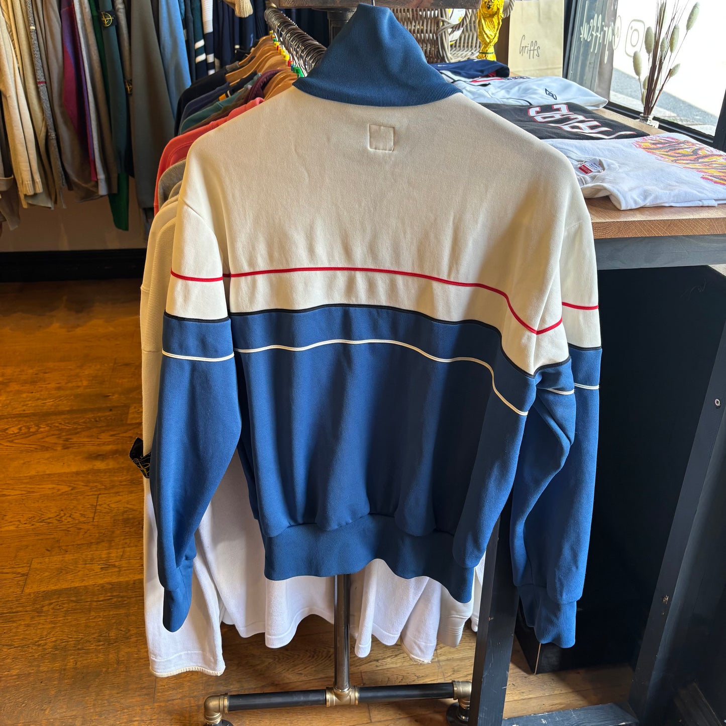 Adidas Zip Up Track Jacket Blue/ White (Large)