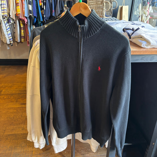 Ralph Lauren Full Zip Knit Jumper Black (XL)