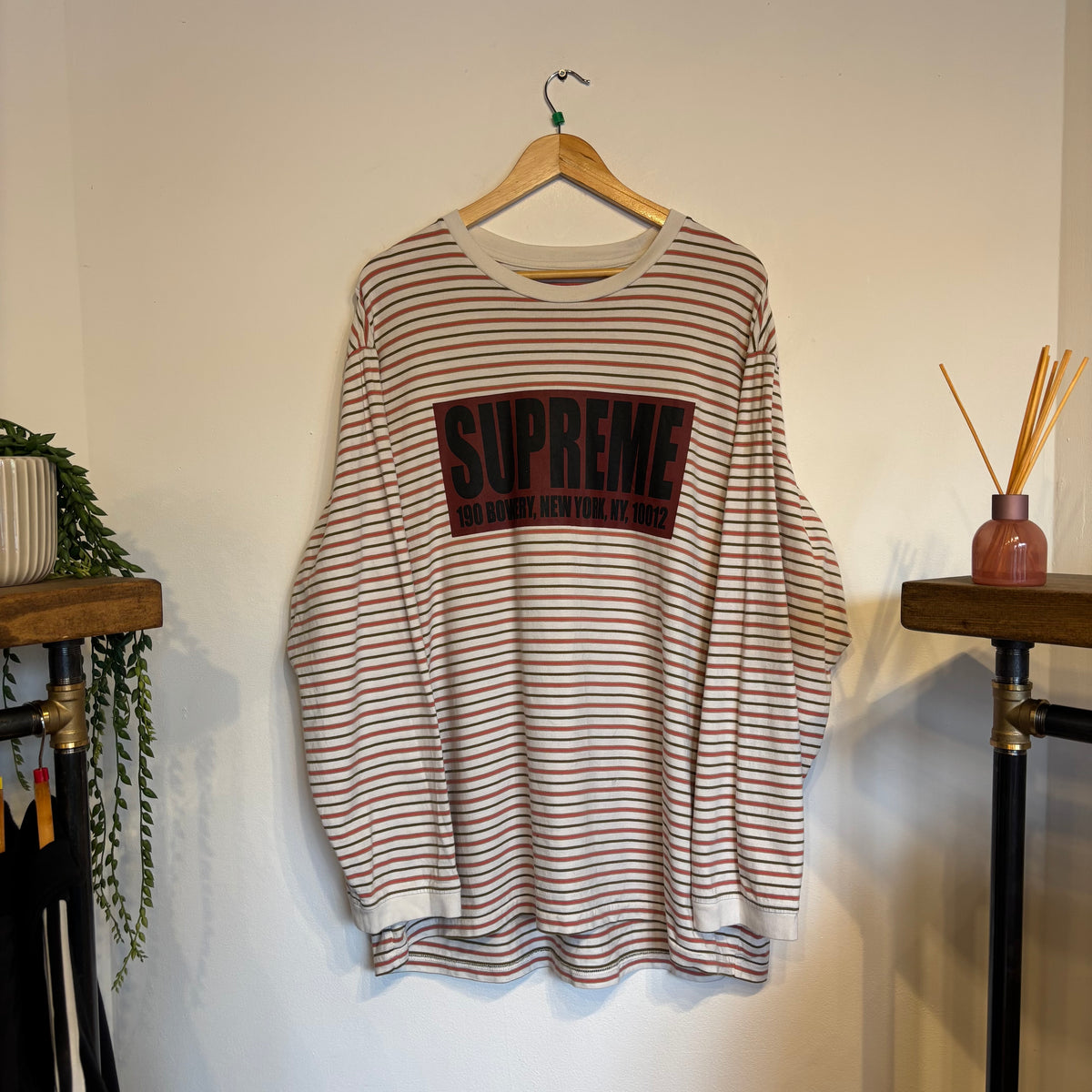 Supreme SS21 Thin Stripe Longsleeve T-Shirt White (XL)