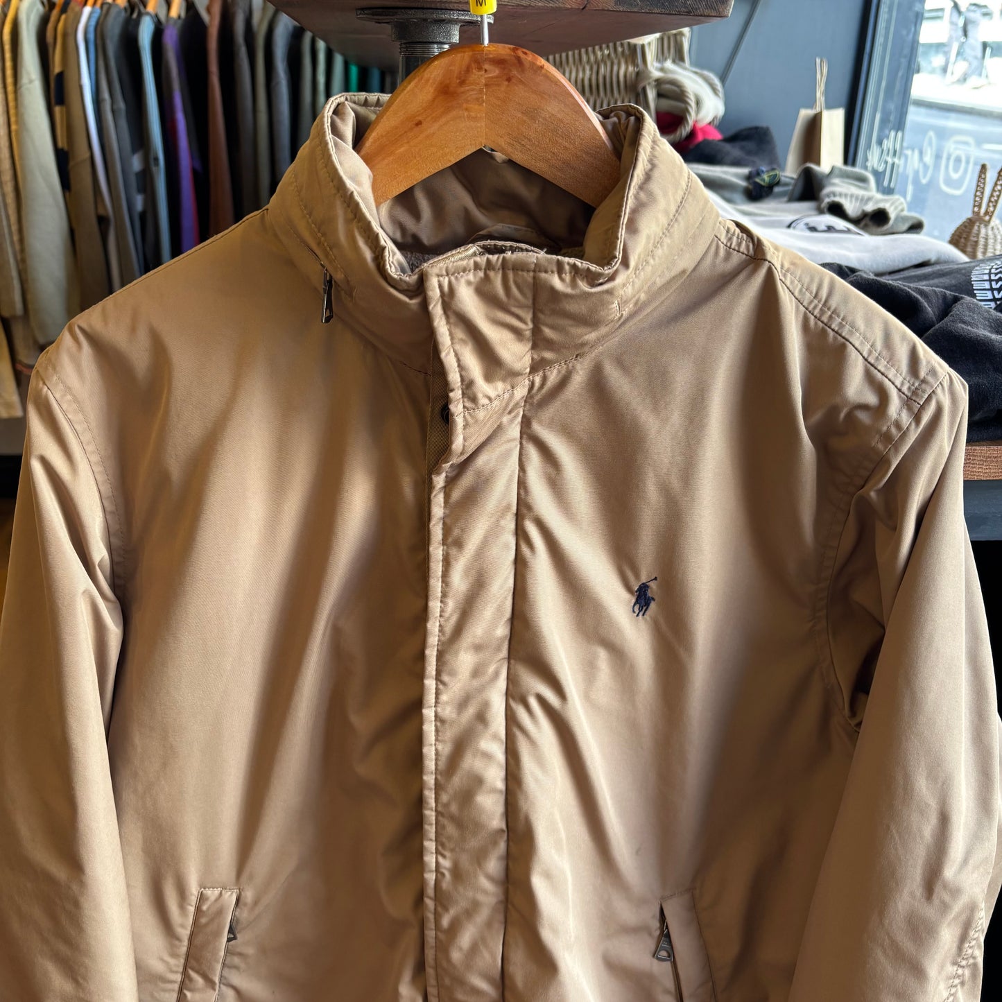 Ralph Lauren Fleece Lined Zip Up Jacket Beige (Medium)