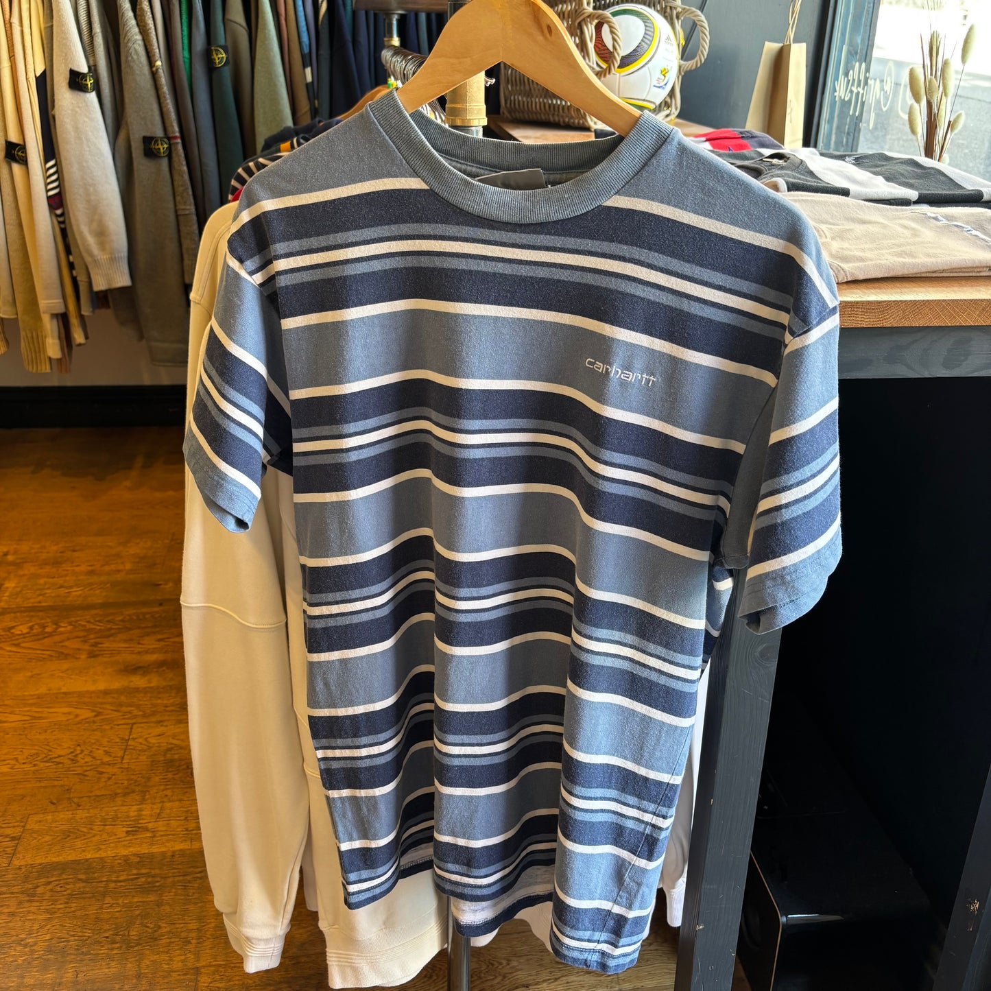 Carhartt Corfield Stripe T-Shirt Blue (Small)