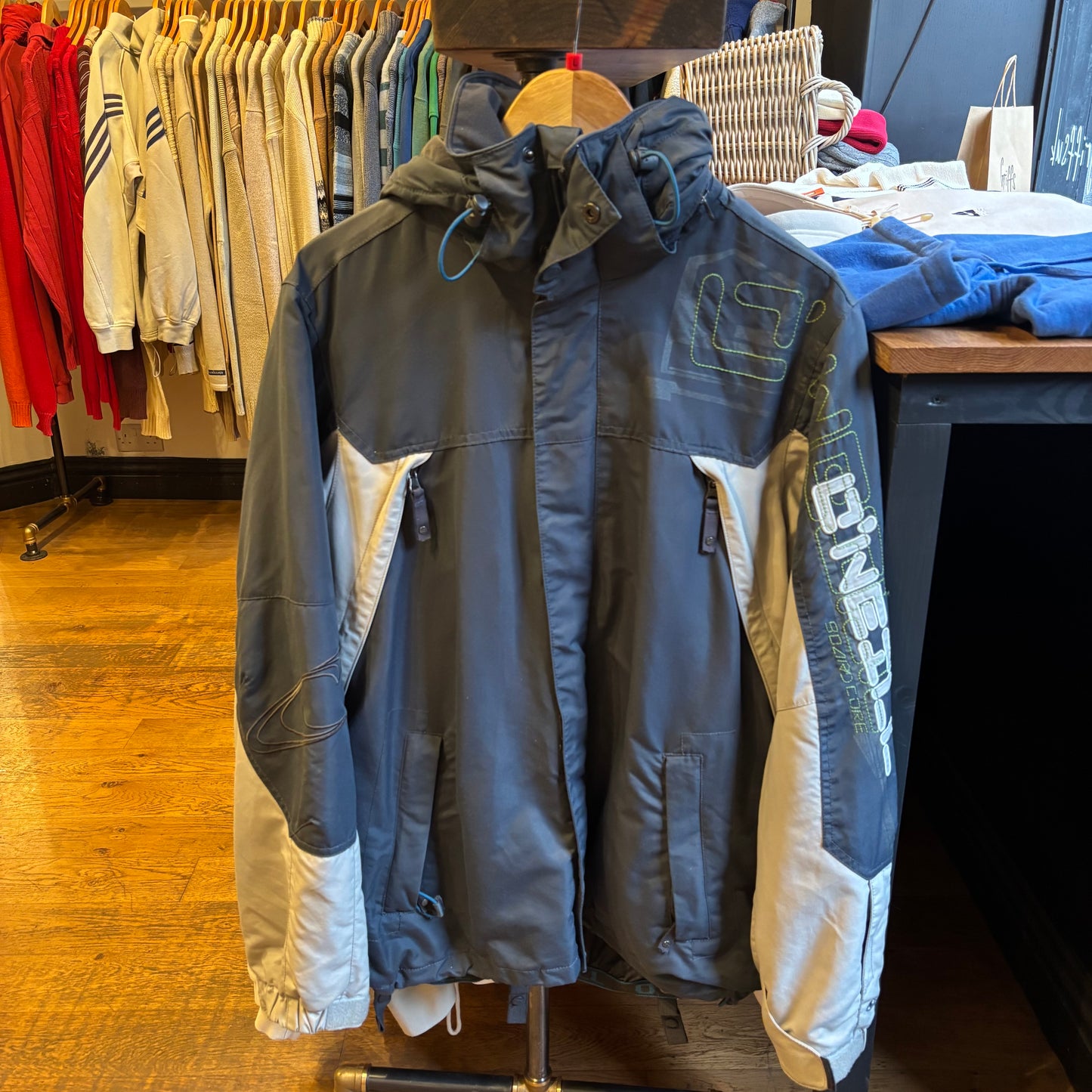 O'Neill Hooded Zip Up Ski Jacket Blue (Medium)